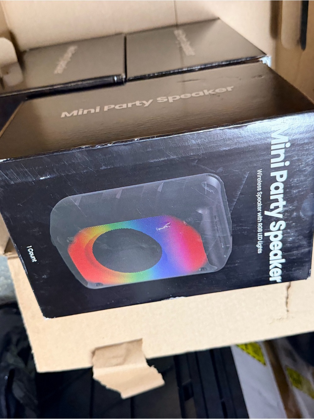 Mini Party Speaker with RGB LED Lights - Black